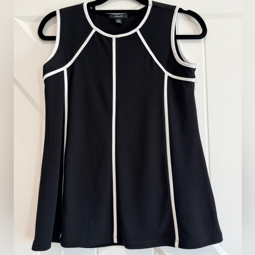 Alfani Black Tank Top with White Piping-NWOT